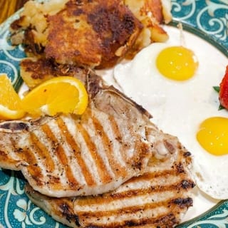 2 Eggs with Center Cut Pork Chops