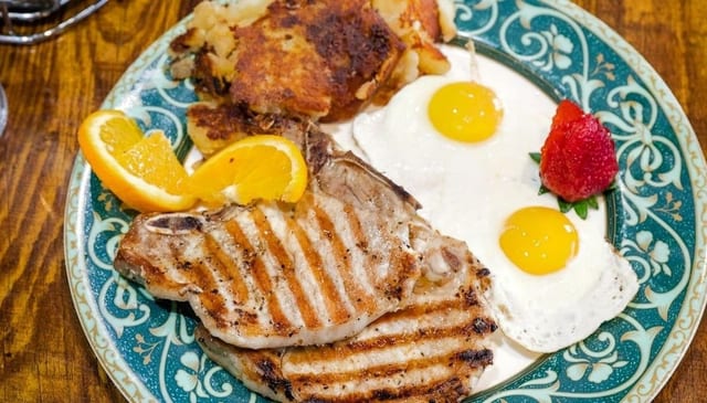 2 Eggs with Center Cut Pork Chops.