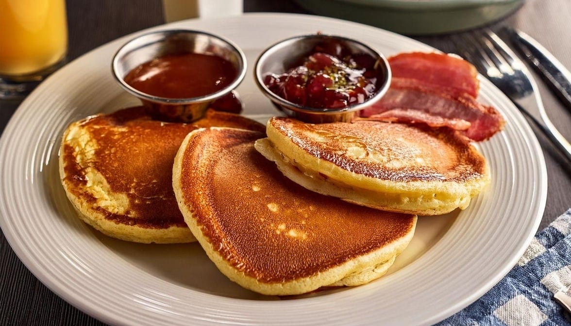 Buttermilk Pancakes with Meat.