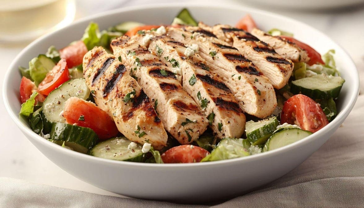 Greek Salad with Grilled Chicken.