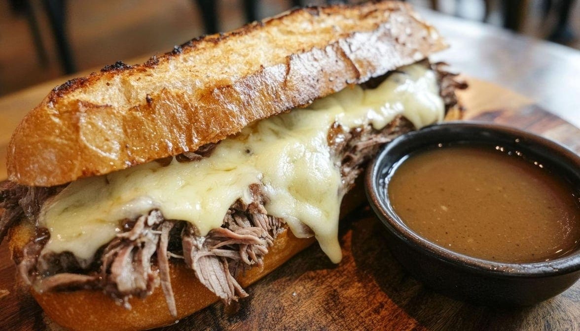 Classic French Dip Sandwich.