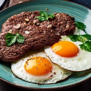 2 Eggs with Chopped Hamburger Steak